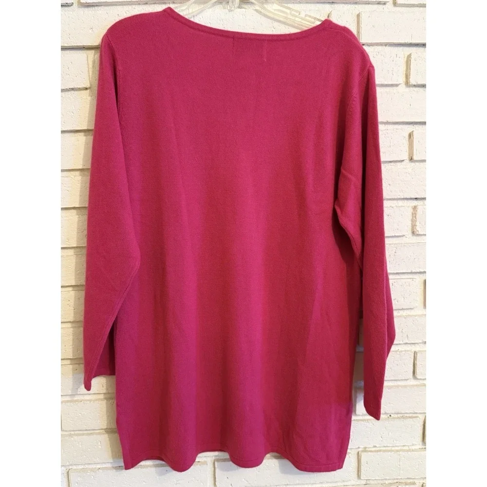 Susan Graver Style Sweetheart Neck Tunic Sweater Pink Long Sleeve- Soft -Size XL